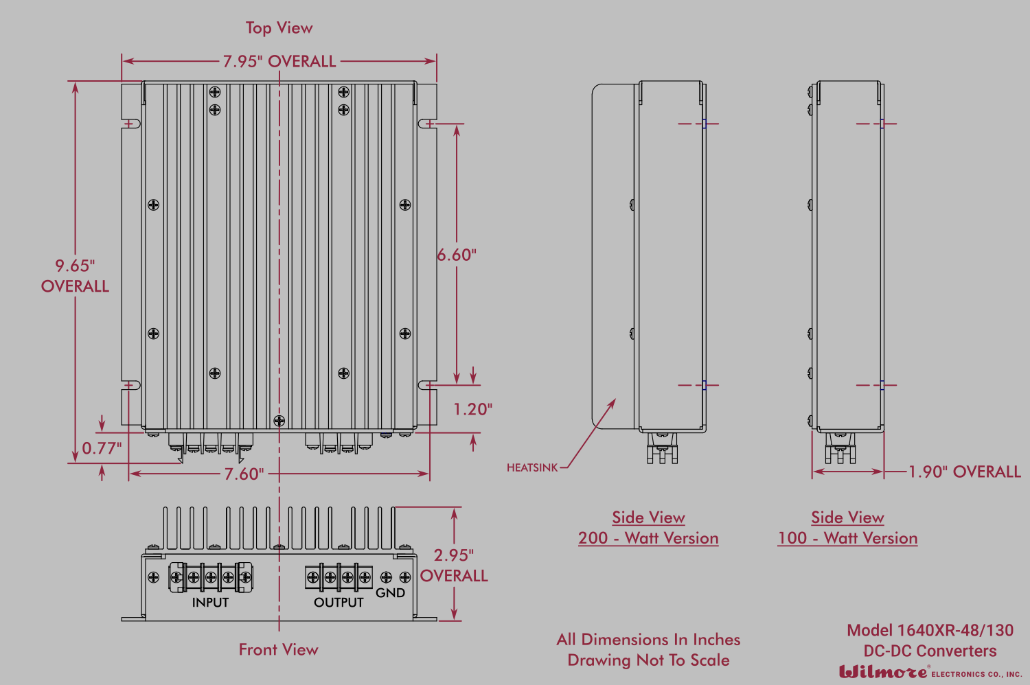 Series 1640XR Product Dimensions